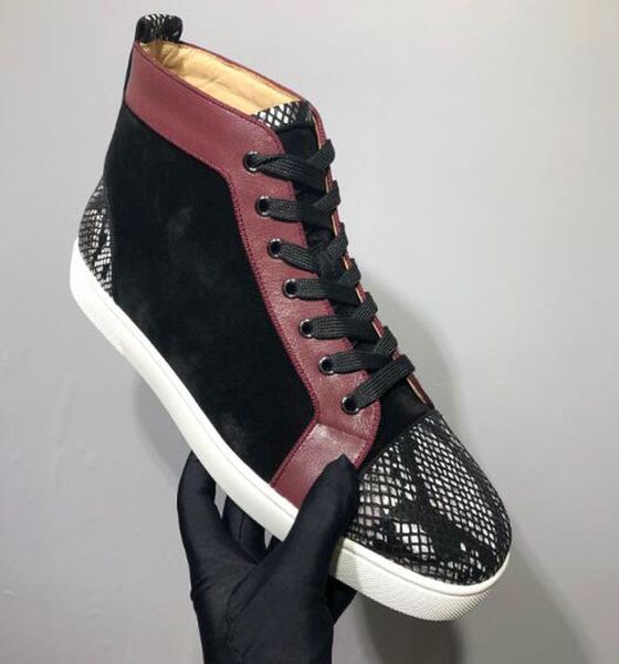 

классический high cut замша мужские кроссовки шипастое red bottoms кожа квартира дом повседневная обувь нет заклепок обувь бег прогулки трен, Black