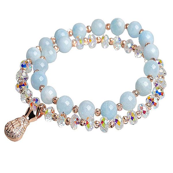 

1pc fashion bracelet simple crystal silver color elegantbeautiful durable jewelry bracelets for woman(sky-blue, Black