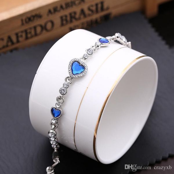 

kuniu 2018 lovely charming elegant women lady ocean red crystal heart bangle bracelet, Black