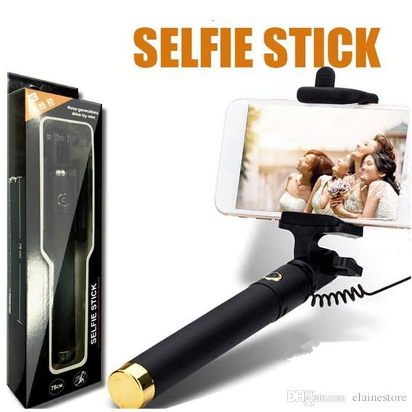 

2020new foldable super mini wired selfie stick handheld extendable monopod -built in bluetooth shutter non-slip handle compatible with phone