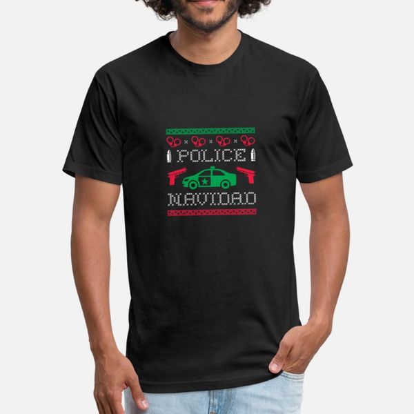 

police navidad t shirt men knitted 100% cotton s-3xl homme graphic humor summer slim shirt