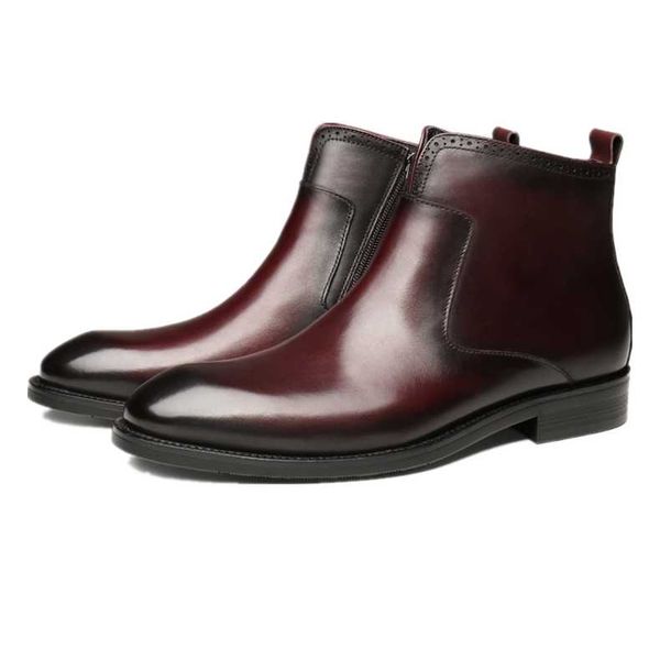 

fashion black / wine red zipper mens dress boots genuine leather boots mens ankle