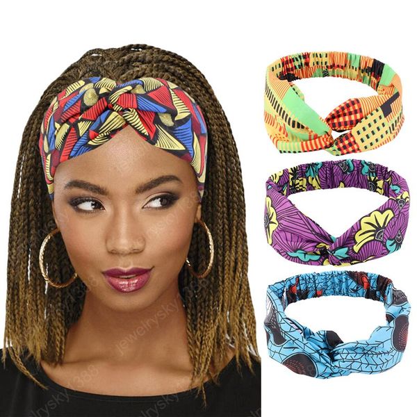 New Style Africano Impresso Stretch algodão Headband Salon make up Banda Bandanas largas trecho Meninas Hairband Acessórios de cabelo