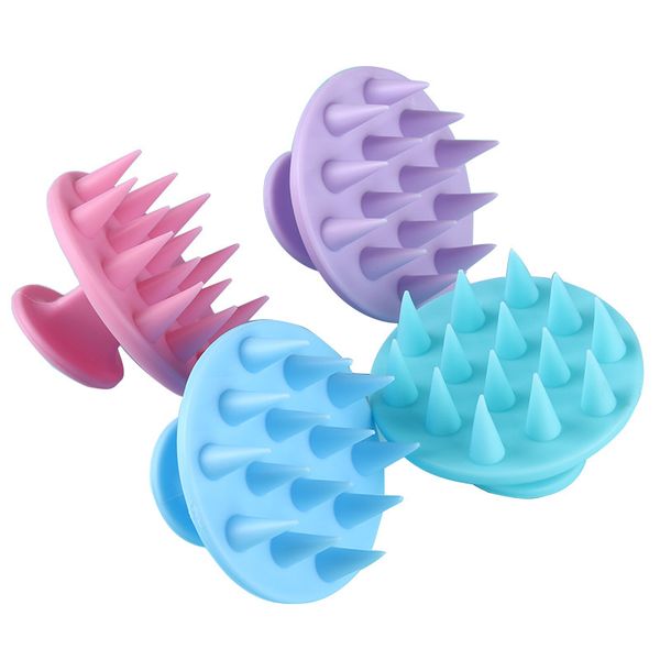 

hair brushes fashion dish brush silicone shampoo scalp massager clean cleaning comb 4 colors massage combs bath shower accessories, Silver