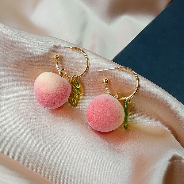 

hoop & huggie pink earring for women fashion female sweet summer earrings lovely age reduction peach accessroies, Golden;silver