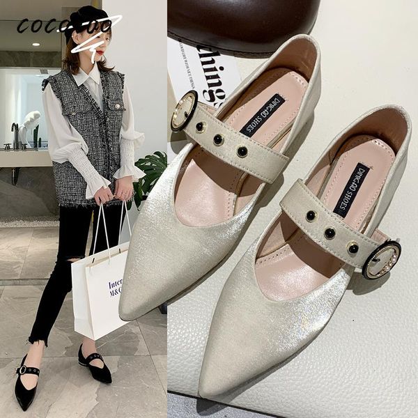 

temperament pointed single shoes women 2020 new lady style word buckle fashion wild shallow mouth fairy style mary jane shoes, Black