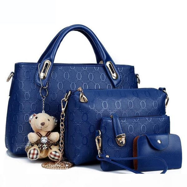 

new 2019 women bag handle bags female famous brand women messenger bags handbag 4 set pu leather composite bags