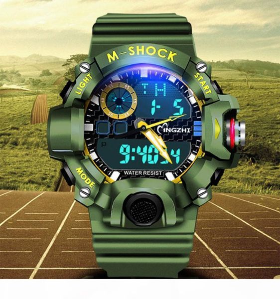 

european and american men and women new outdoor sports watch multi-function waterproof luminous watch casual electronic watch, Slivery;brown