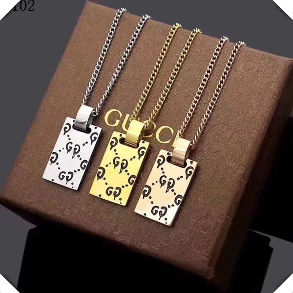 

fashion cc letter designer gold silver rose gold three color pendant luxury necklaces stainless steel jewelry gift with box 015