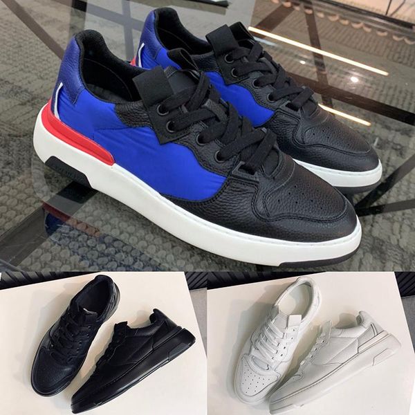 

fashion mens designer shoes with black and blue with italian grain leather high-men's wild vintage casual shoes