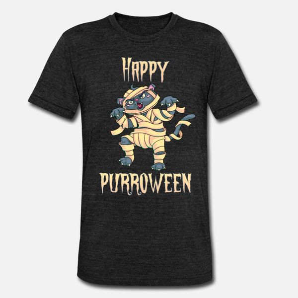

halloween happy purroween cat mummie kitty t shirt men printed 100% cotton crew neck gift comical summer style standard shirt