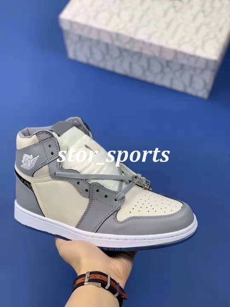 

2020 35th anniversary d x j jumpman 1 i high og basketball collaboration grey white french fashion style label kim jones designer sneakers