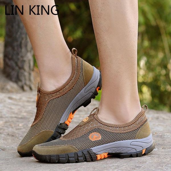 

lin king spring autumn men sneakers large size slip on man casual shoes comfortable non slip thick sole outdoor loafers for male, Black