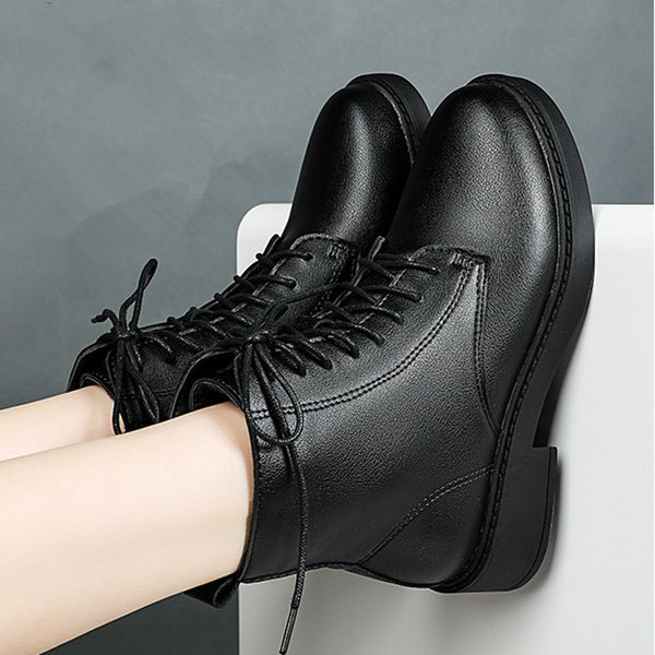 

akexiya boots women's british inner increase women's boots 2020 autumn and winter new net red short, Black