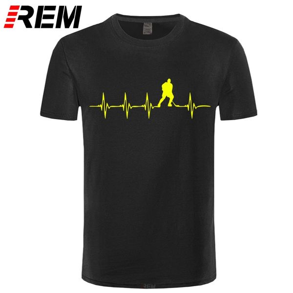 

rem fashion short sleeve t shirt 100% cotton heartbeat ice hockeyer hobby sportser custom design shirts