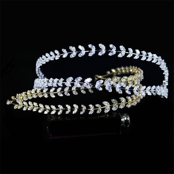 

fashion bride crown wedding tiaras with zircon women hair accessories jewelry headpiece soft luxury barrettes, Golden;silver