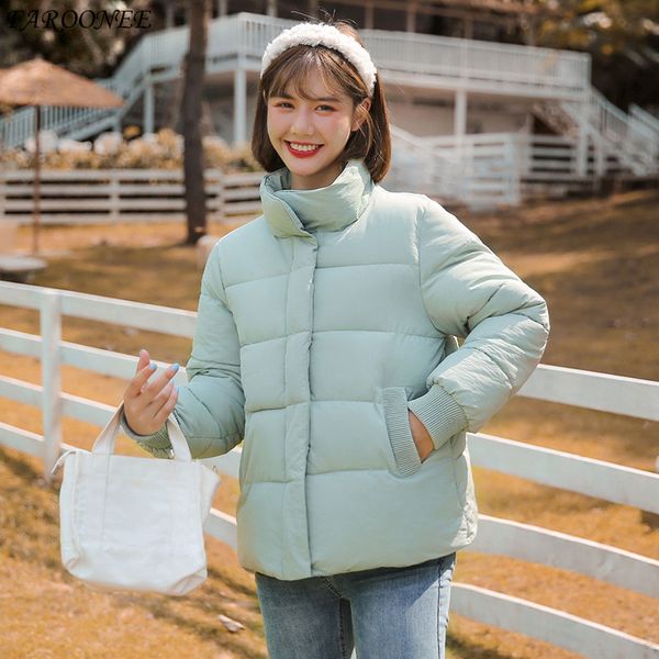 

2020 autumn new warm thick jacket fashion parkas coat winter jacket women stand collar solid casual female streetwear 2020, Black