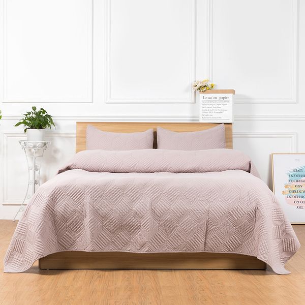 

60s fabric cotton bedspreads quilt set 3pcs quality embroidered quilts 2 pillowcase king queen size quilted coverlet chausub