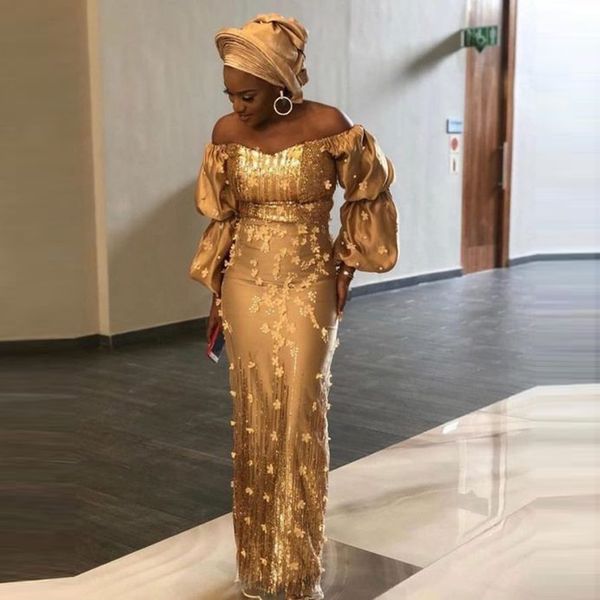 

saudi arabic mermaid evening dresses off shoulder gold appliques full sleeves african prom dress plus size party gowns vestidos de fiesta, Black;red