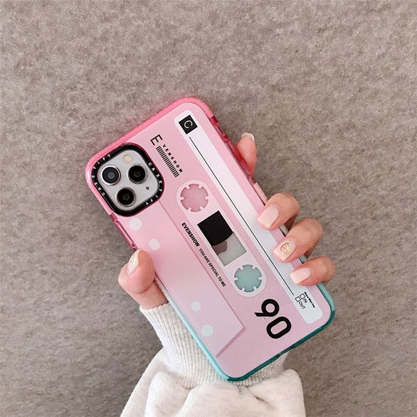 

retro classical old cassette tape gradient phone case for iphone 11 pro max xr xs puls cases soft slicone cover