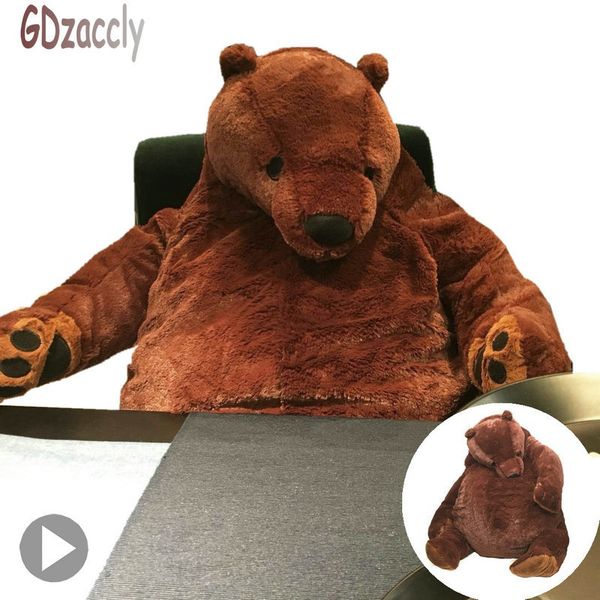

1m big simulation brown bear plush toy stuffed animal giant mr.boss teddy bear plush doll pillow soft cushion kids birthday gift lj200810