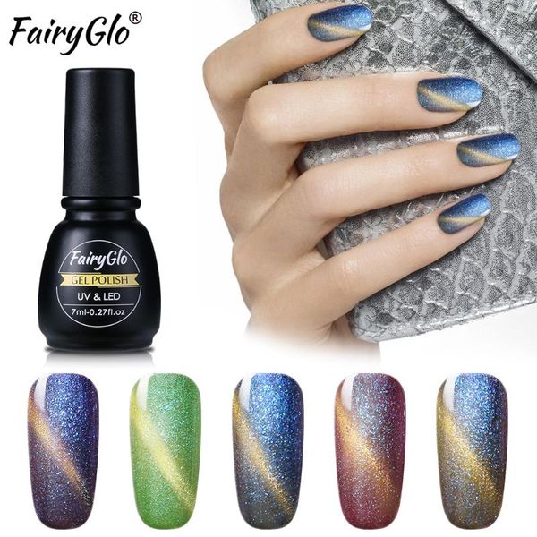 

fairyglo 7ml chameleon cat eye nail gel polish magnetic gel varnish long lasting soak off uv polish nail art varnish enamel, Red;pink