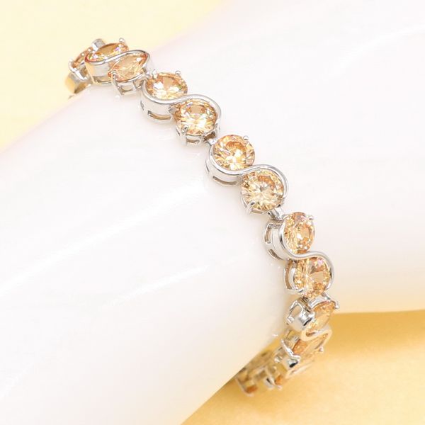 

xutaayi champagne new trendy 2020 cubic zirconia jewelry silver color round charm cz crystal female bracelets bangles for women, Black