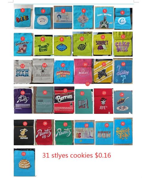 

31types cookies california sf runtz balla berrlees the soap kush animal minntz seed junky genetics packaging bags dry herb flower, Pink;blue