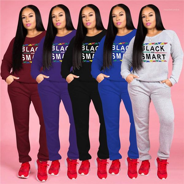 

clothing designer letter print two piece sets casual sports long sleeve trousers two piece pants crew neck womens, White