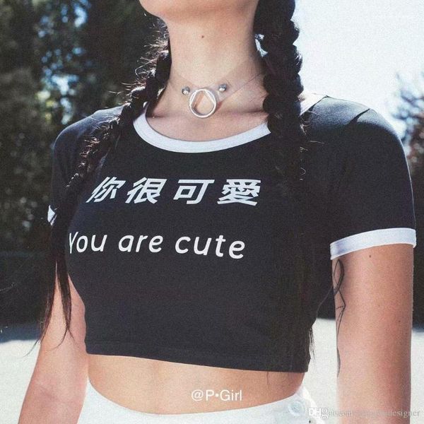 

письмо печать you are so cute женщины одежда мода стиль повседневная одежда женщин лето 2020 desinger tshirts короткий стиль crew neck, White