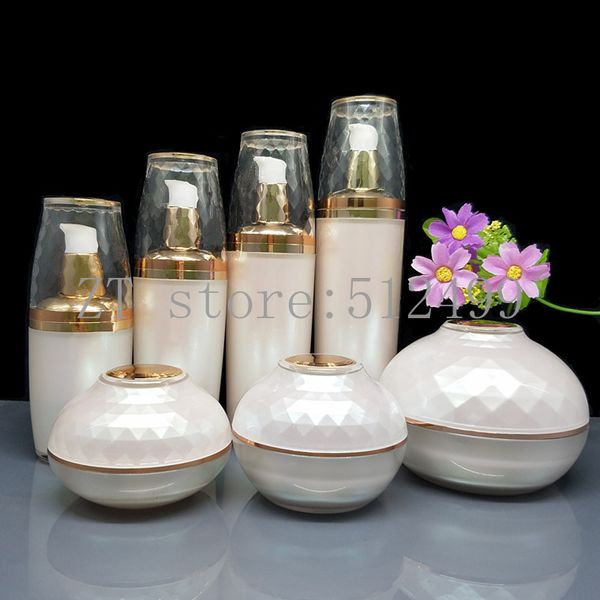 

8pcs/lot 30/50/120g acrylic eye/face cream jar pot 30/50/80/120ml emulsion press pump bottles cosmetic liquid sprayer containers