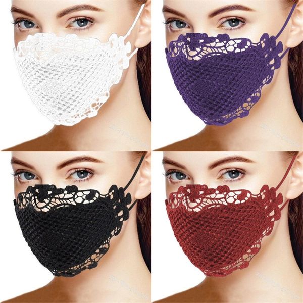 Spitze Gitter Mascherine Bunte Schwarz Rot Mund Gesichtsmasken Wiederverwendbare Atemschutzmaske Baumwolle Waschbar Mode Mädchen Weiblich 4 5xba C2