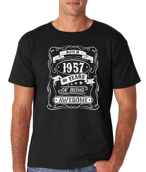 

custom printed hipster t-shirt made in 1957 - 60 years of being awesome birthday gift premium men's t-shirt