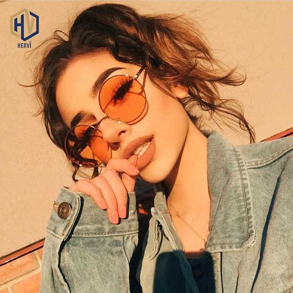

sunglasses sen maries fashion 2021 round women vintage metal frame pink yellow lens colorful shade sun glasses uv400, White;black