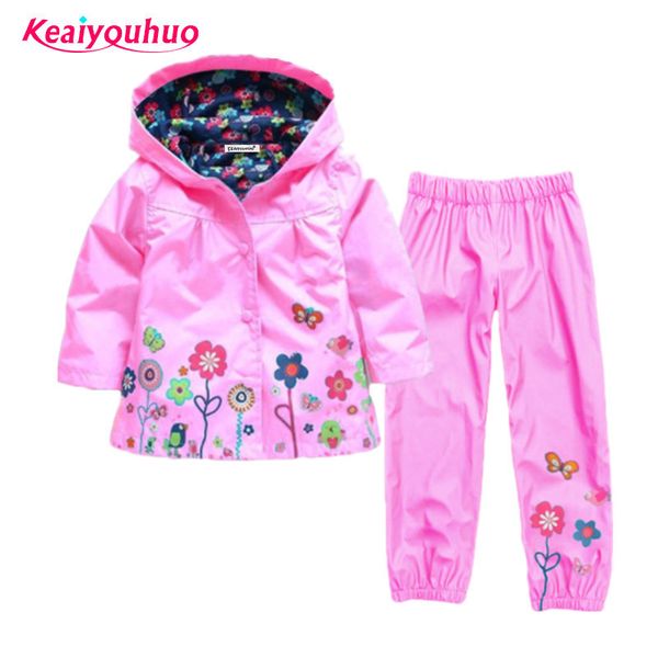 

children clothing set spring autumn baby boys girls clothes sets 2 pcs raincoat outwear+pants costume for girls kids clothe lj200818, White