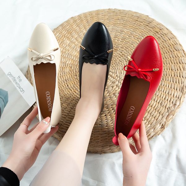 

women's flats casual butterfly-knot fashion brand shoes woman female boat shoes slip-on maternity loafers sapato feminino newest, Black