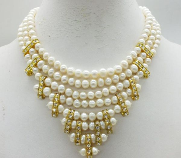 

самый изысканный, свадебный ожерелье, натуральный белый pearl00, Golden;silver