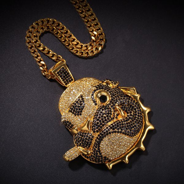 

dhl men bling pug necklace hip hop jewelry iced out pendant necklaces for women fashion accessories gift o167fa, Red;brown