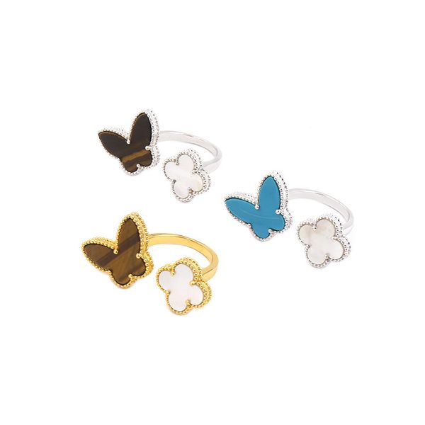 

jewelry rings butterfly and flower design lady finger ring nature shell and stone fit all for girls women jewelry ps7605, Silver