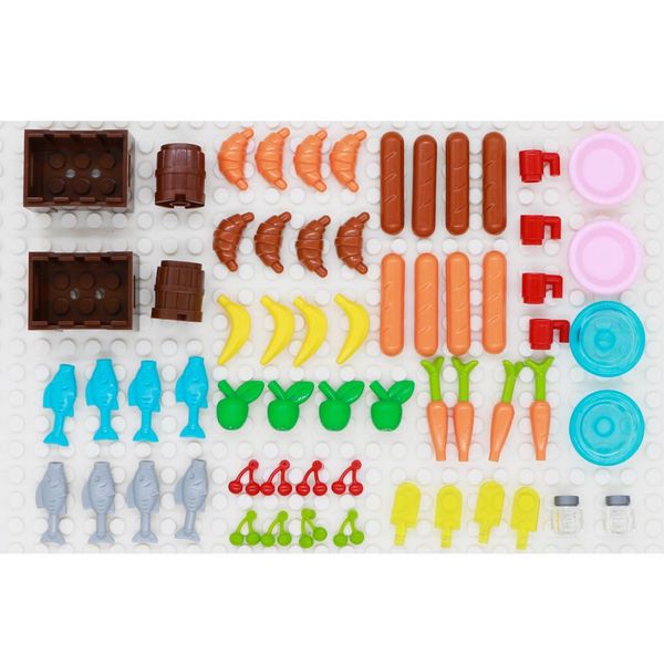 

friends drinks construction blocks bricks and banana building lot fish 65pcs accessories city foods accessories compatible toys yxlont