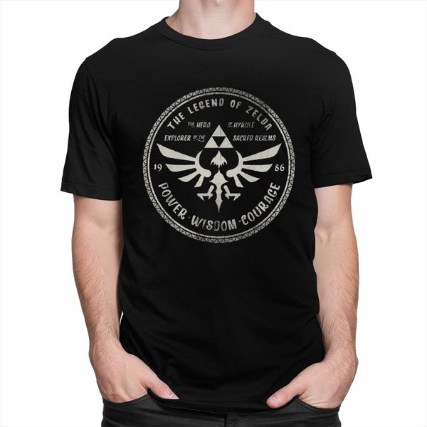 

grunge style the legend of zelda t-shirt men pre-shrunk cotton t shirt short sleeve power wisdom courage tee game lover clothing