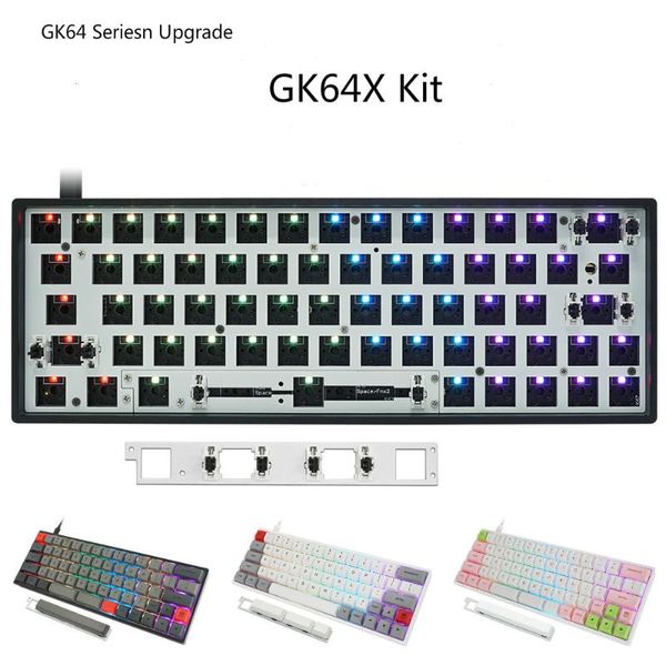 

gk64x mechanical keyboard kit gk64 upgrade version swappable rgb light compatible cherry mx gateron box switches 3pin 5pin