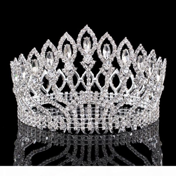 

урожай большой горный хрусталь пром princess crown кристалл невеста цветок тиары bridal head jewelry pageant свадебные аксессуары для волос, Slivery;golden