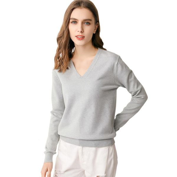

ladies v neck knitted sweater women pullovers jumper spring autumn basic women sweaters pullover soft slim knitwear female, White;black