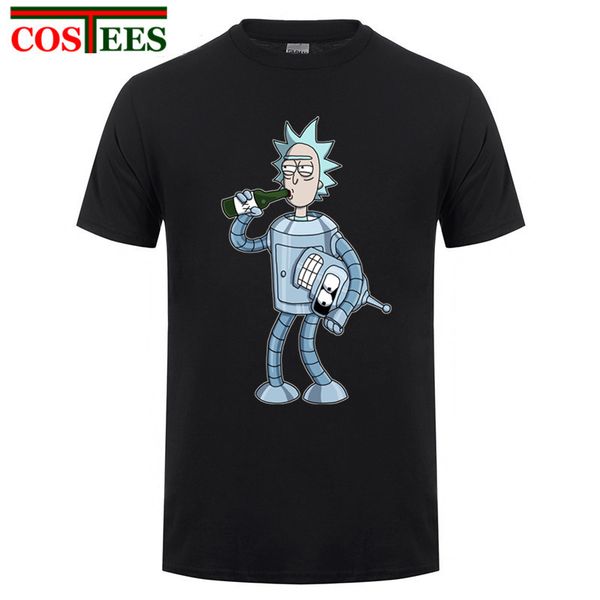 

2017 new summer fashion men's short sleeves bender has a secret t-shirts rick cartoon shirts white casual cool hipster tees