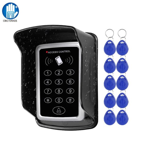 

fingerprint access control rfid keypad door system waterproof protecter cover rainproof outdoor 125khz em card reader opener 10pcs keys