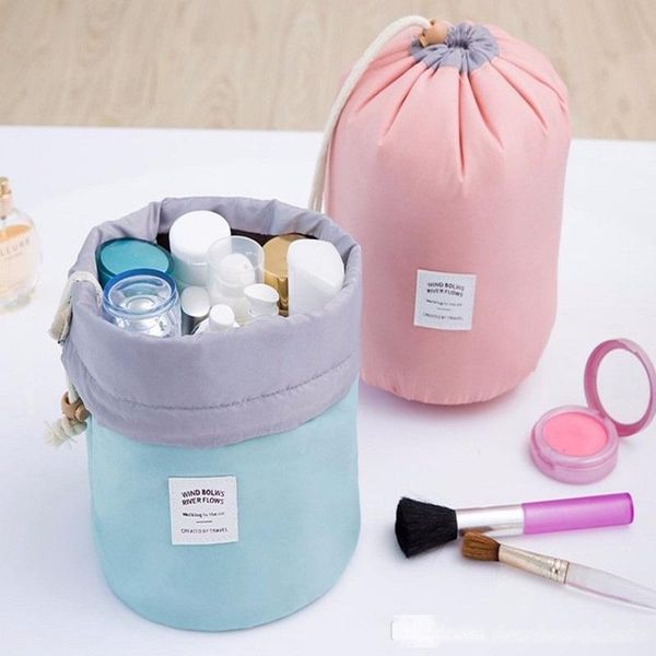 

phone bag new korean elegant large capacity barrel shaped nylon wash organizer storage travel dresser pouch cosmetic makeup bag for women