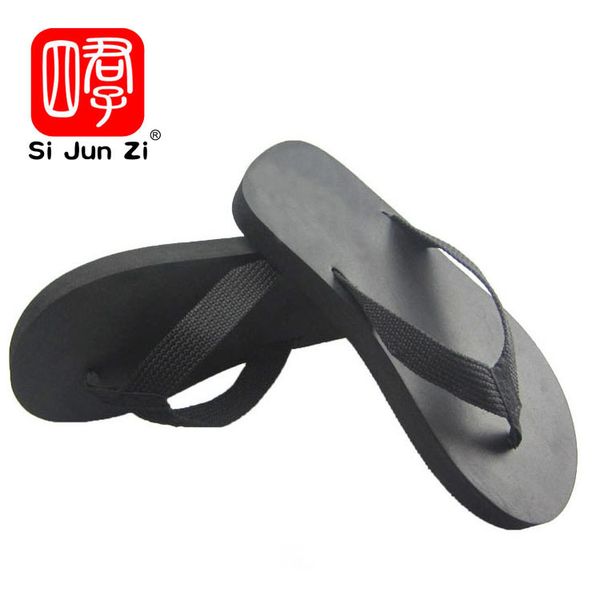 

style thick bottom cool pure color eva beach slippers man word procrastinates ribbon manufacturers selling a undertakes, Black