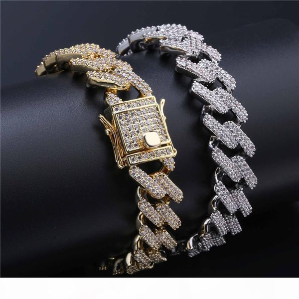 

strip типа кубический циркон iced out hip hop bling цепи мужские ювелирные изделия браслеты мода теннис майами кубинский цепи браслеты hip h, Black