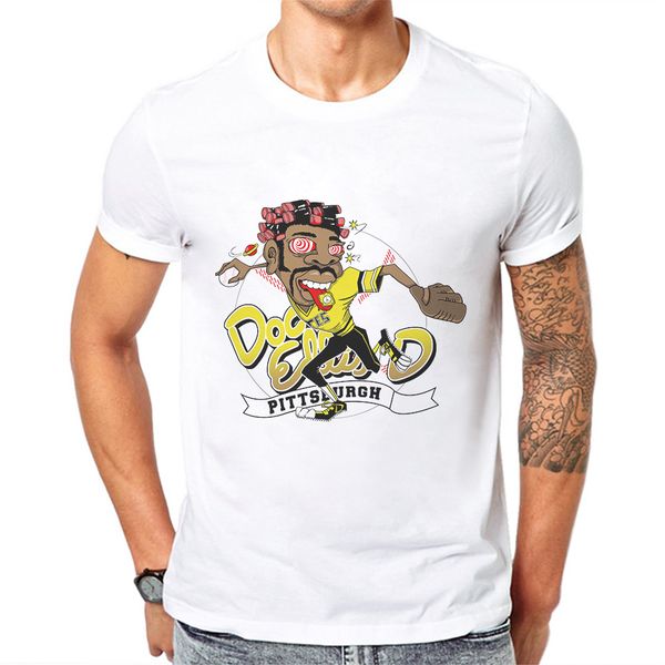 

mens t-shirt cotton short-sleeved man tshirts funny cartoon dock ellis baseball player printed fashion hipster men tee shirts